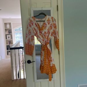JCrew NWT pink and yellow tie-waist dress.